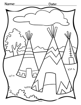 Native americans coloring page tpt