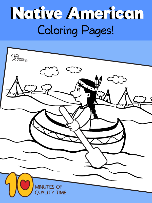 Native american coloring page for kids â minutes of quality time