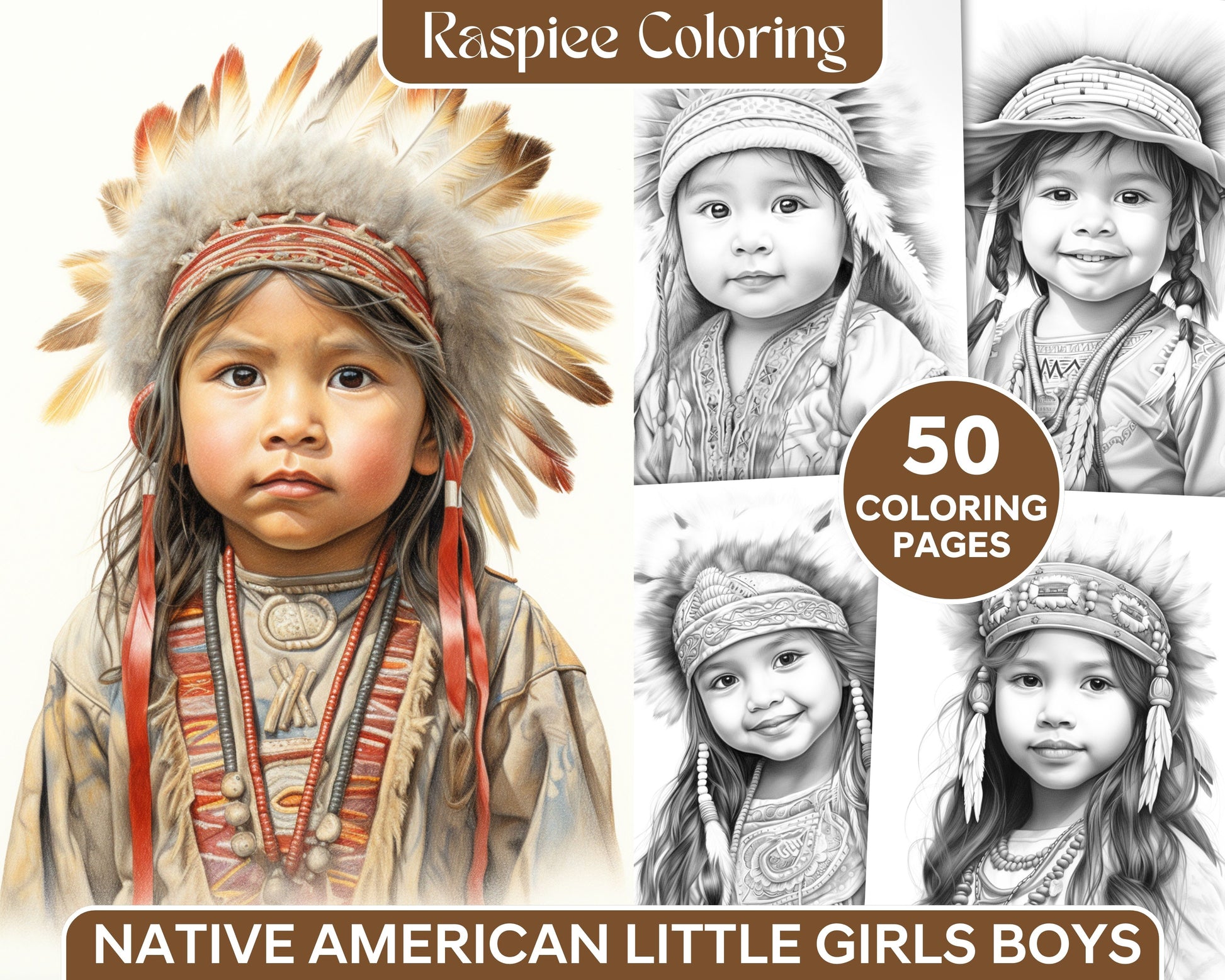 Native american little girls boys grayscale coloring pages printabl â coloring