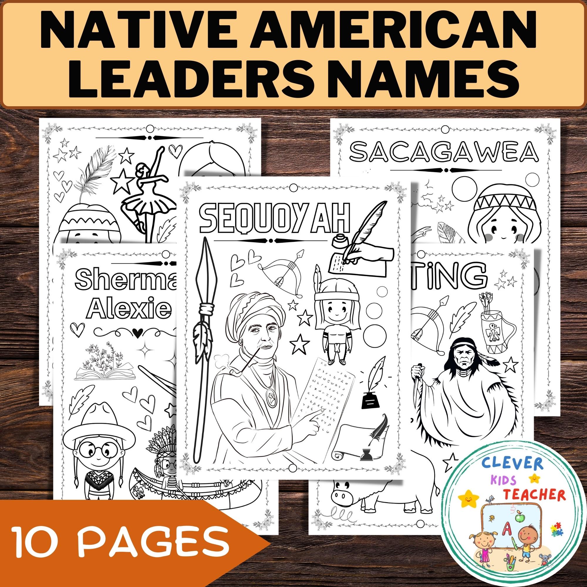 Native american hertitage coloring pages leaders names coloring sheet made by teachers