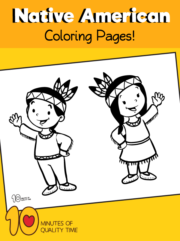 Native american children coloring page â minutes of quality time