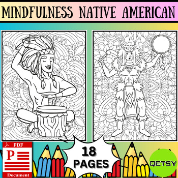 Native american coloring pages mindfulness coloring sheets by qetsy