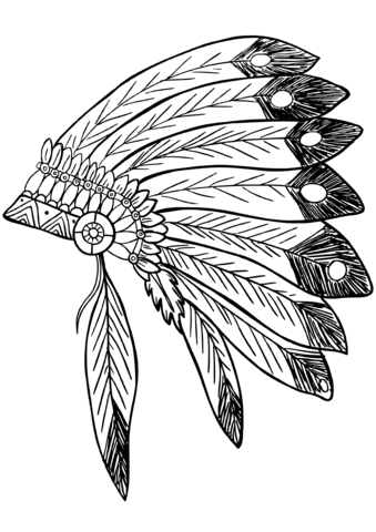 American native indian feather headress coloring page free printable coloring pages