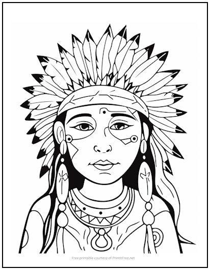 Native american boy coloring page print it free