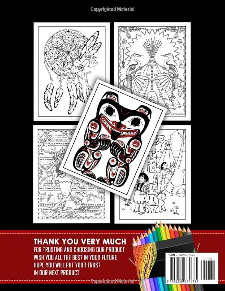 Native american symbol coloring book traditional american indian designs