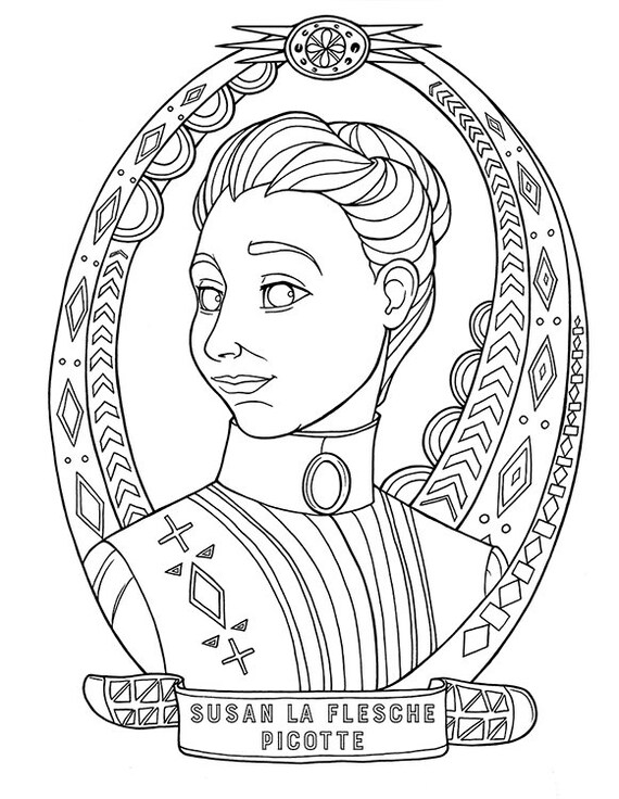 Susan la flesche picotte native american historical coloring page for teens and adults digital printable instant download