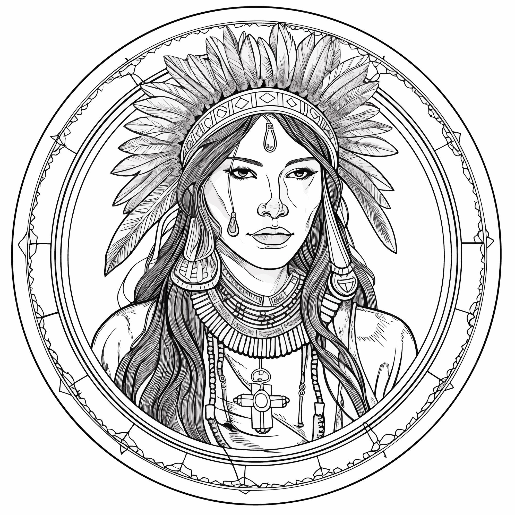 Premium vector sketch hand drawn single line art coloring page line drawing native women day