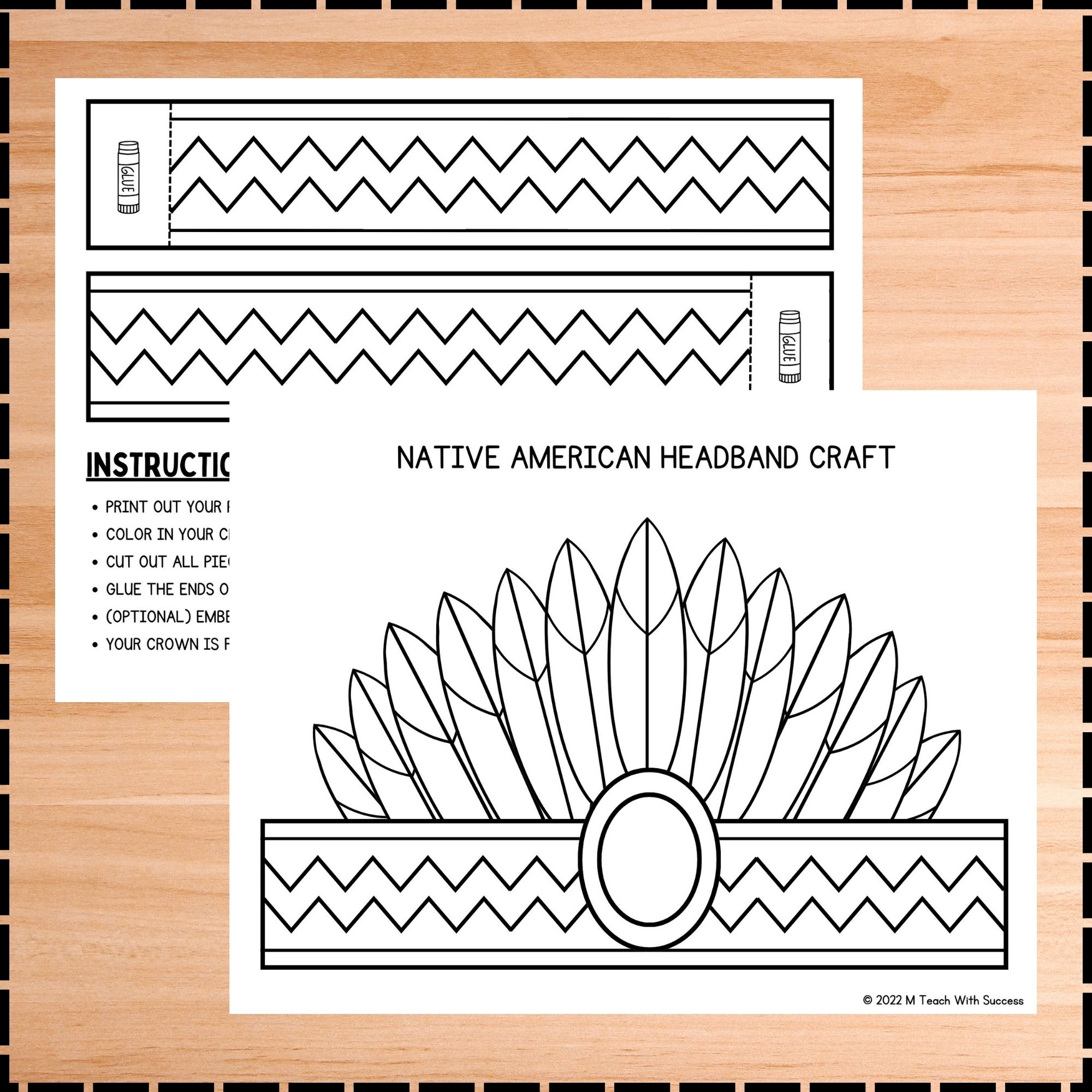 Native american heritage month headband craft american headdress crown template made by teachers