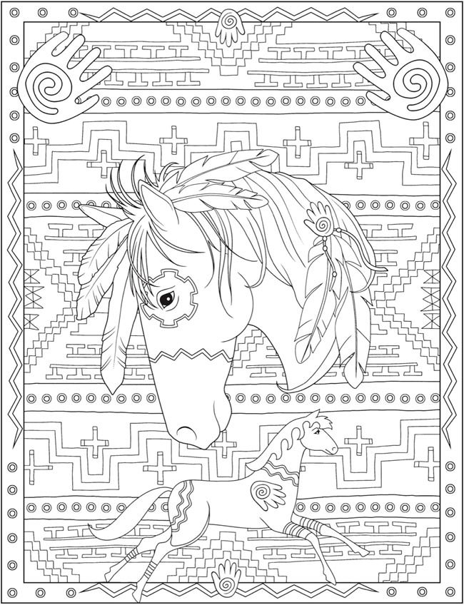 Wele to dover publications horse coloring pages native american patterns mandala coloring pages