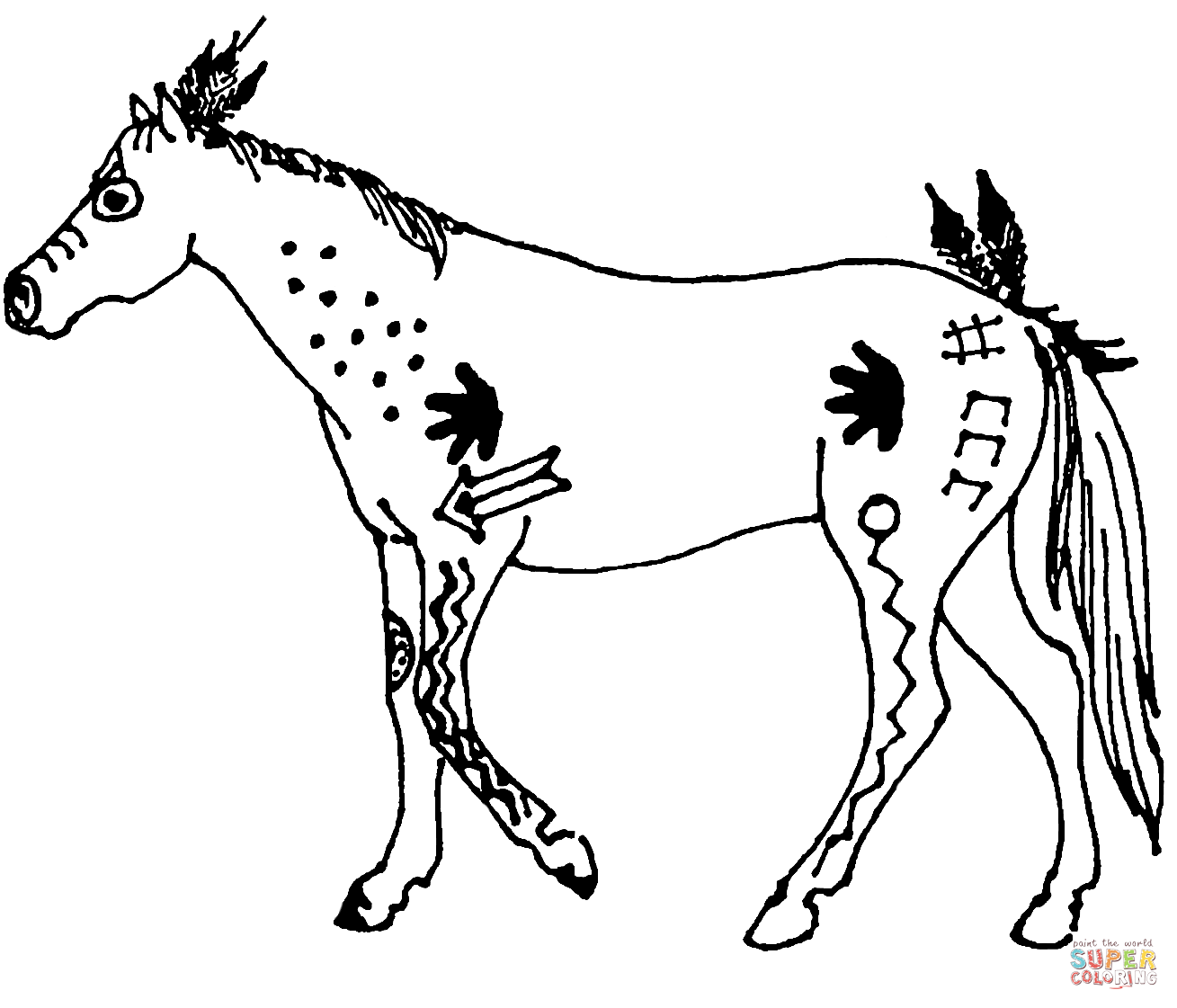 Native american war horse coloring page free printable coloring pages