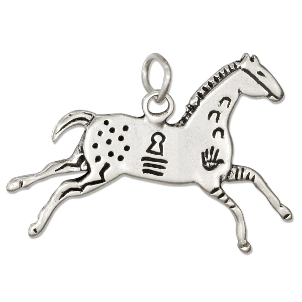 Painted war horse native american indian ledger art sterling silver charm