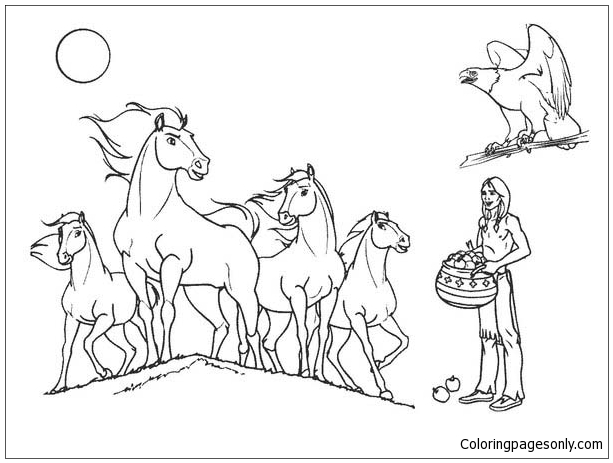 Indian horses coloring page