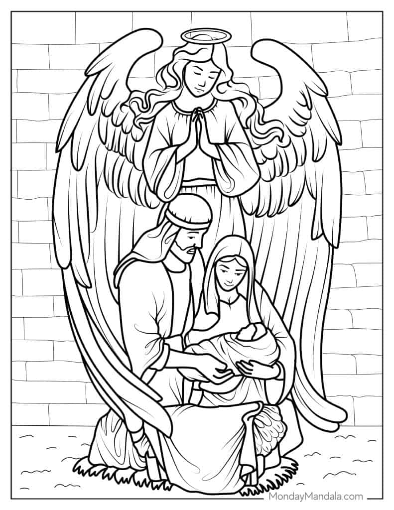 Angel coloring pages free pdf printables