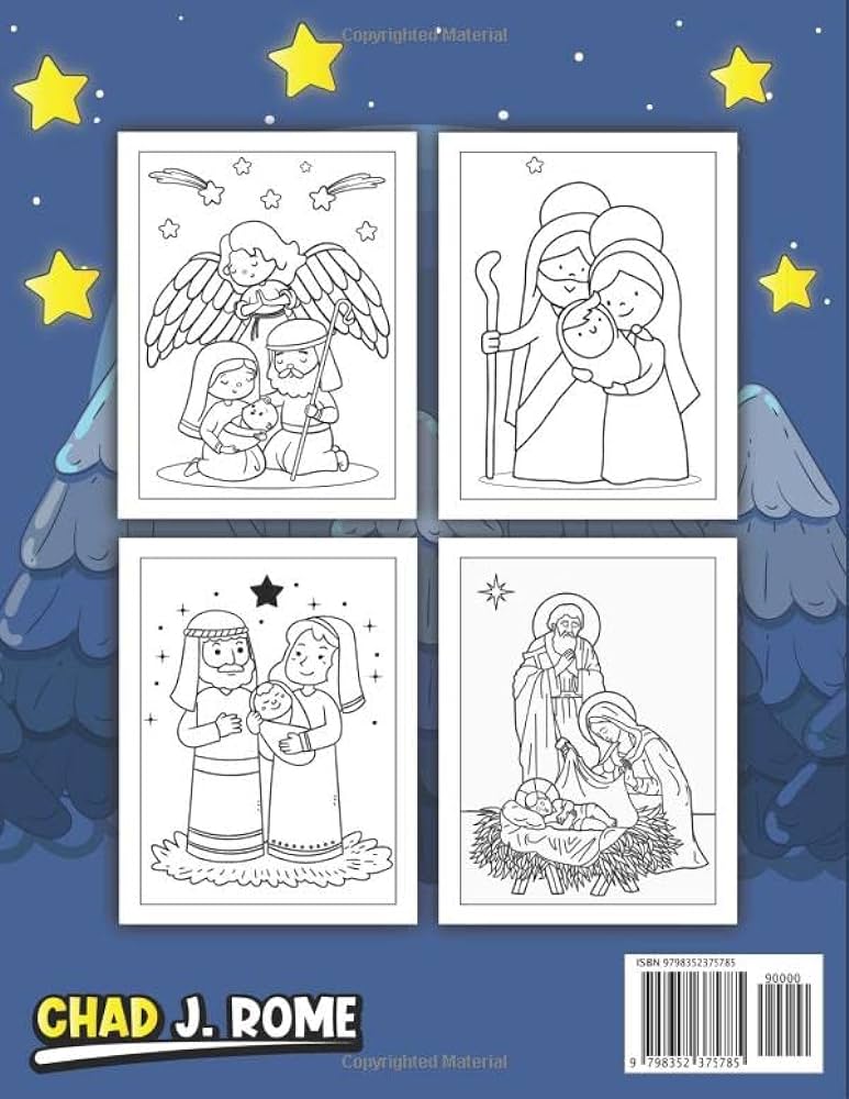 Nativity coloring book the true story of christmas for kids birth of jesus christ large easy and simple coloring pages for preschool rome chad j books