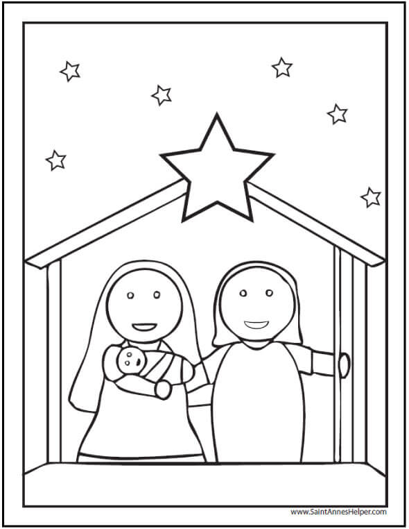 Printable christmas coloring pages âï jesus mary nativity scenes