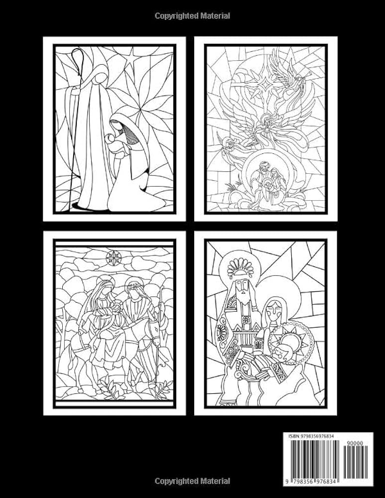 Stained glass nativity coloring book adult coloring book for stress relief relaxation and fun villar madison books