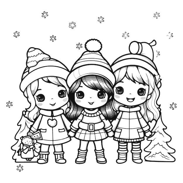 Premium vector coloring book illustration nativity kawaii coloring page vector illustration