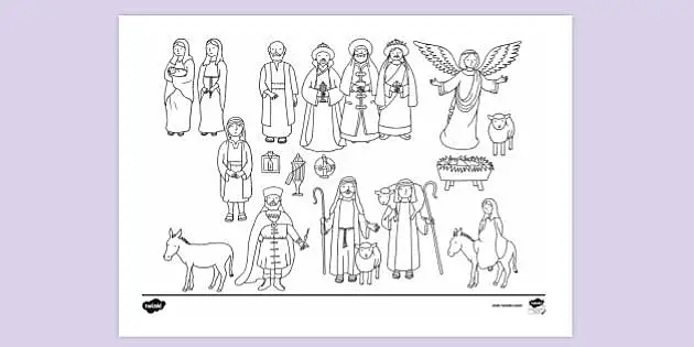 Free printable christmas nativity louring page