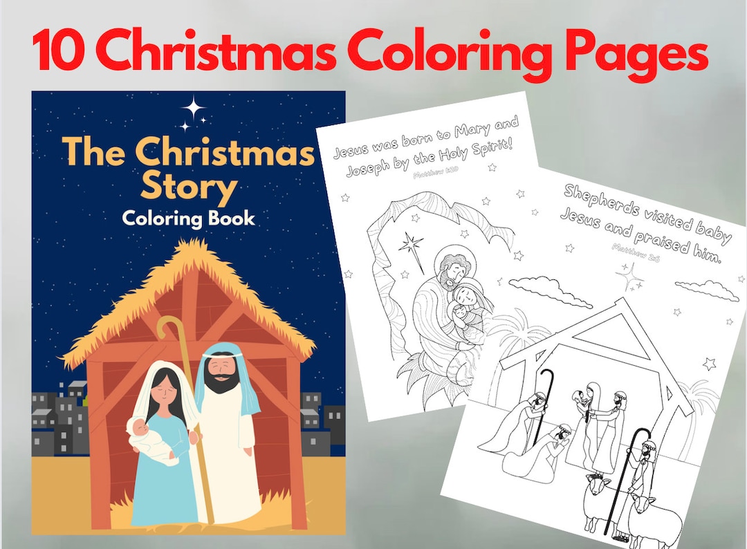 Nativity coloring pages digital download childrens coloring book