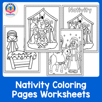 Nativity coloring pages religious christmas coloring book for kindergarten kids