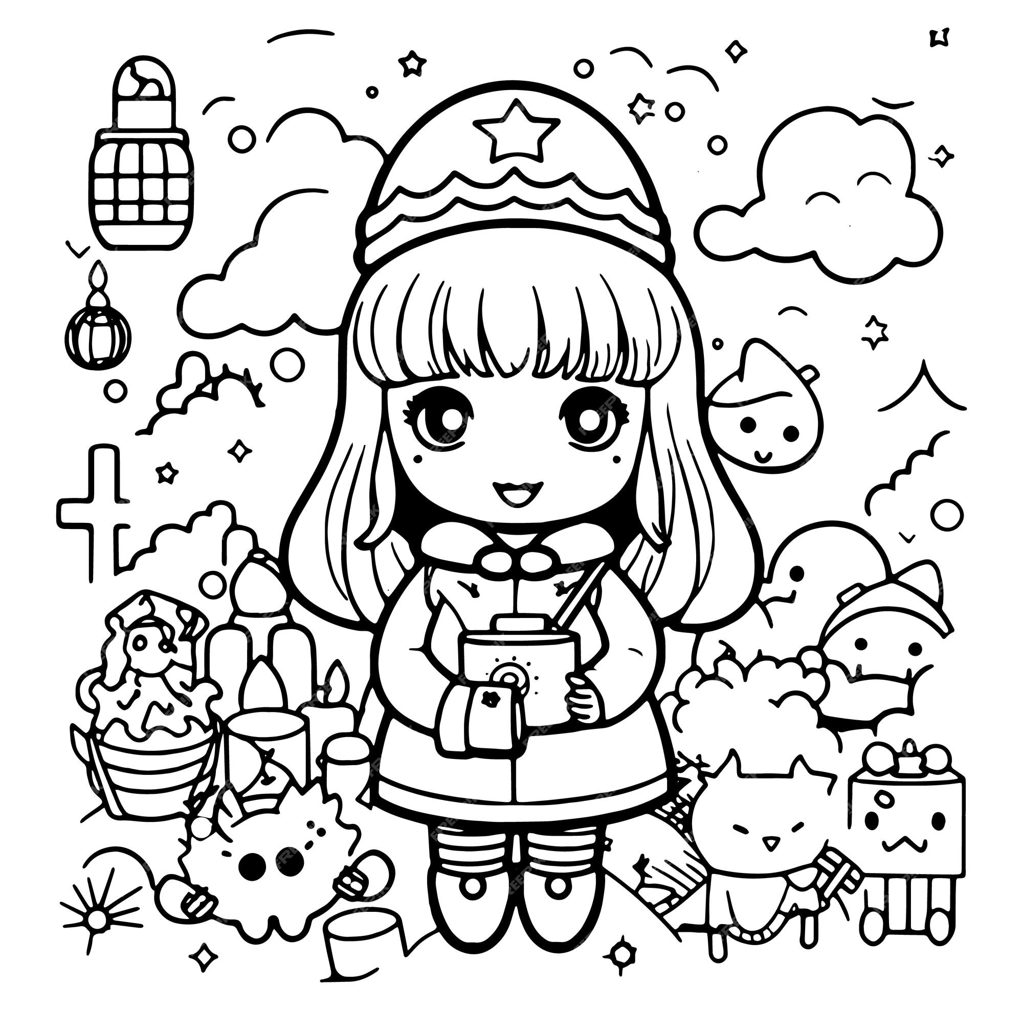 Premium vector coloring book illustration nativity kawaii coloring page vector illustration