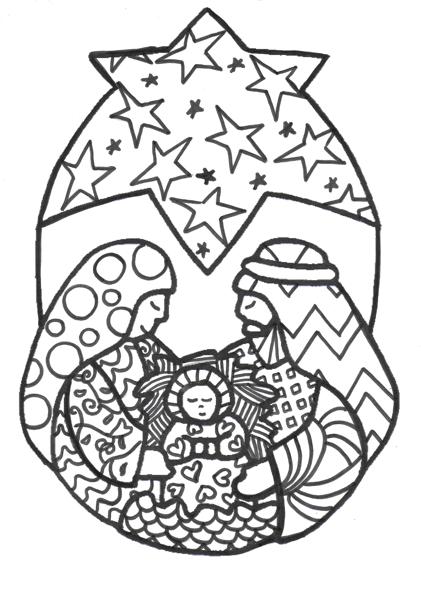 Christmas nativity coloring page