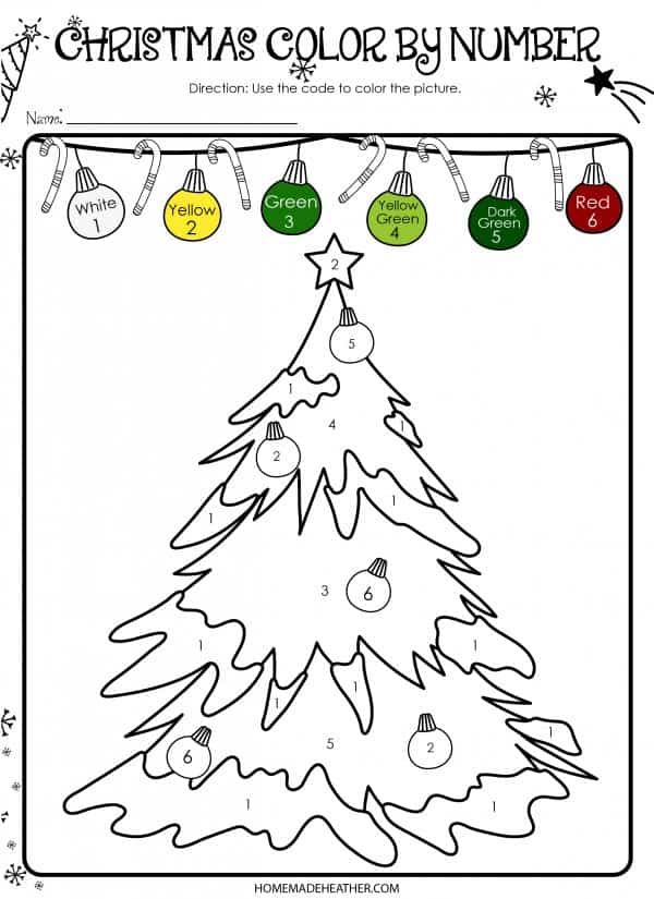 Free christmas color by number printables homemade heather