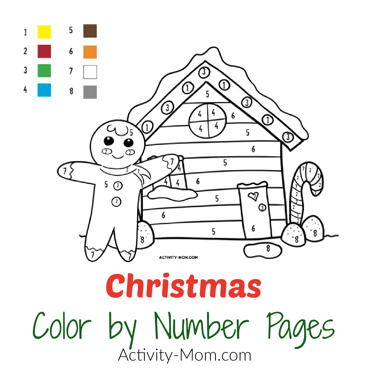 Christmas color by number pages free printables