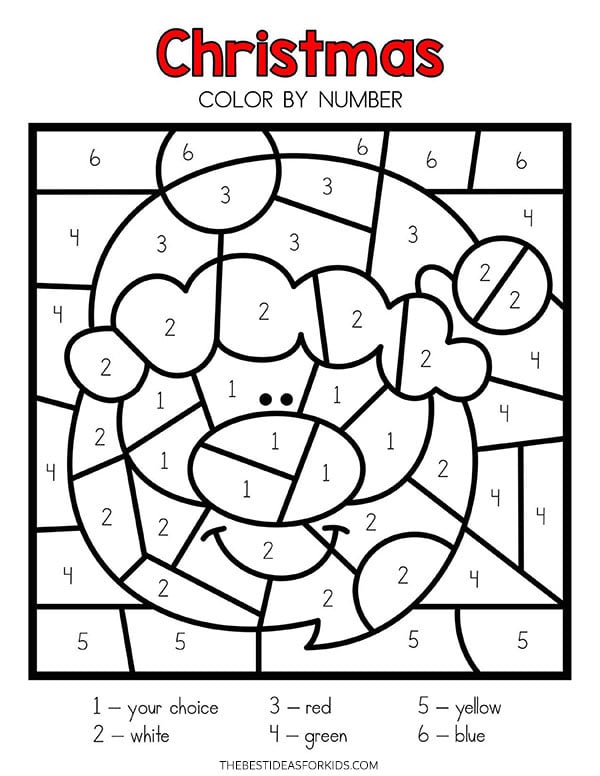 Christmas color by number free printables