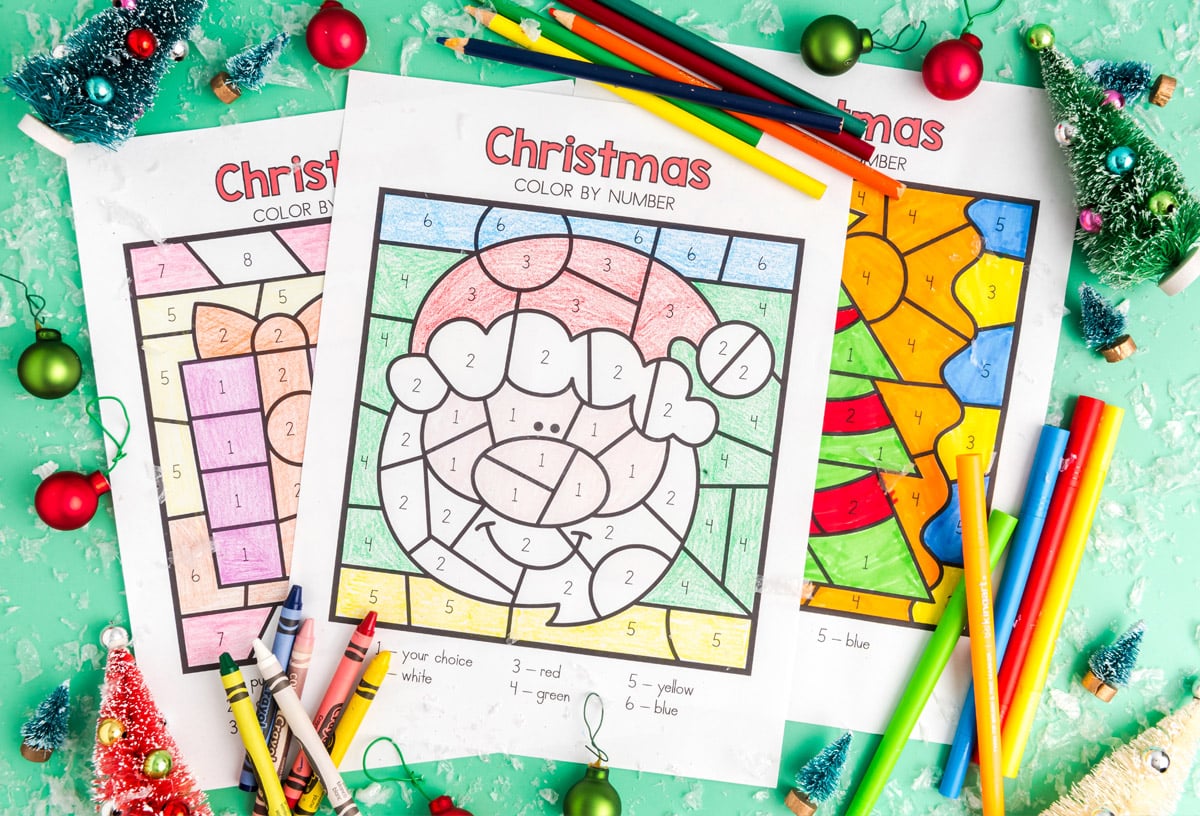 Christmas color by number free printables