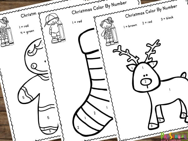 Ð free christmas color by number printable worksheets