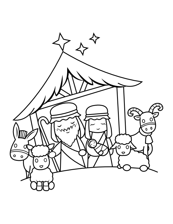 Printable nativity coloring page