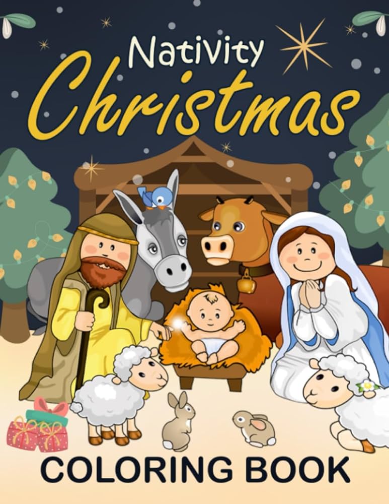 Nativity christmas coloring book biblical story pictures activity book with pages large simple illustrations this christmas coloring books for kids teen adults jh christopher amelia books