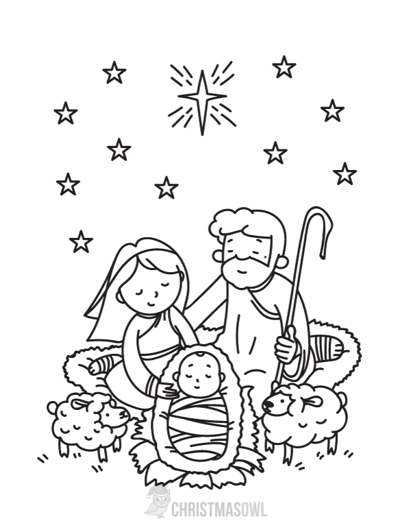 Free nativity coloring page