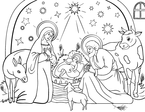 Free nativity coloring page