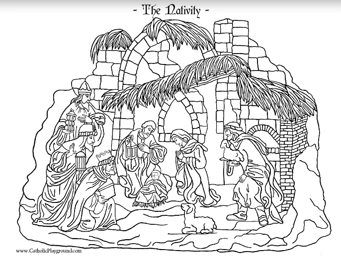 Nativity coloring page â catholic playground