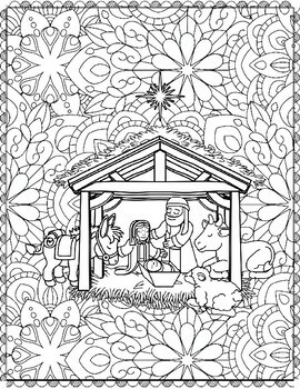 Nativity coloring pages christmas coloring sheets winter by qetsy