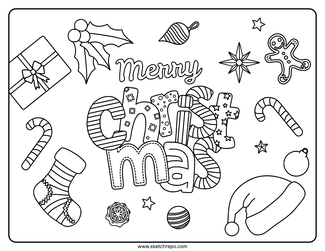 Merry christmas coloring page