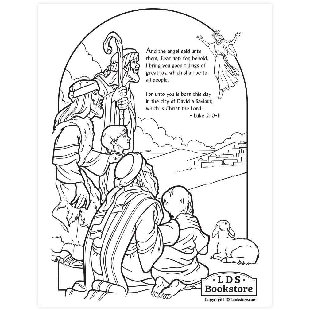 Shepherds nativity coloring page