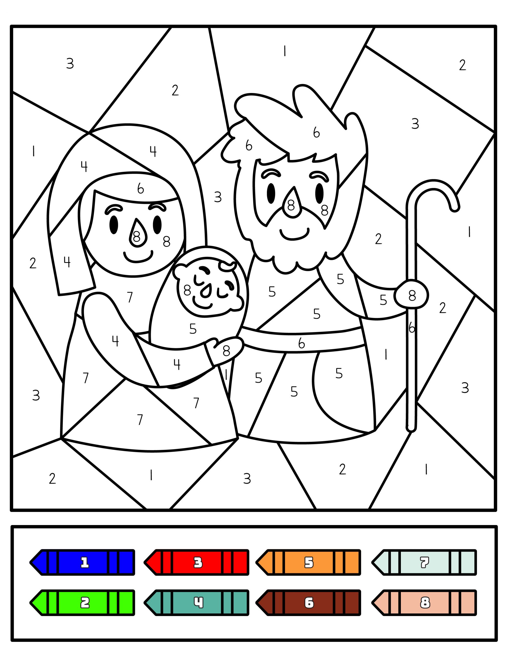 Printable nativity color by number activity pack