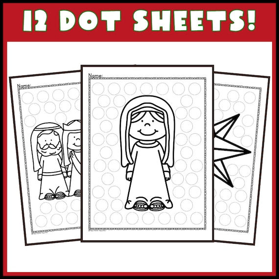 Christmas nativity dot painting bundle dot marker activities do a dot instant download