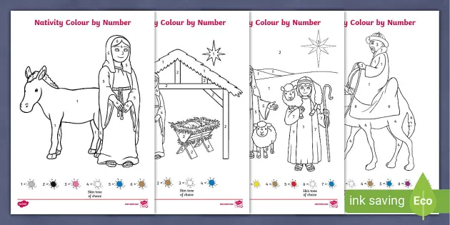 Ð eyfs nativity lour by number activity teacher made