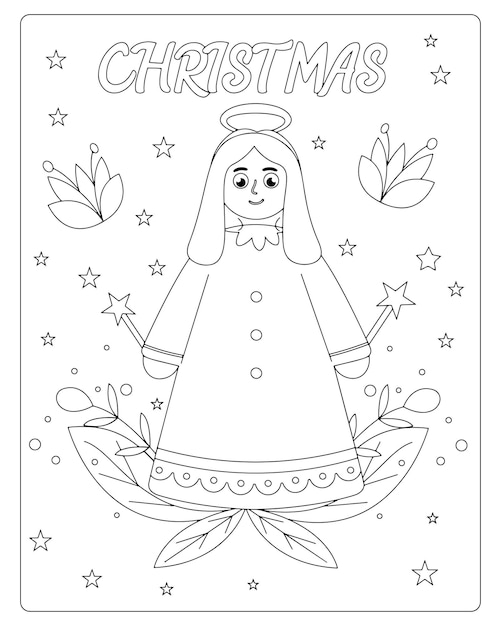 Premium vector christmas coloring page premium vector for kids