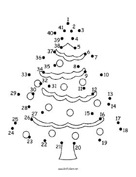 Printable christmas tree dot to dot puzzle christmas worksheets christmas kindergarten dot to dot puzzles