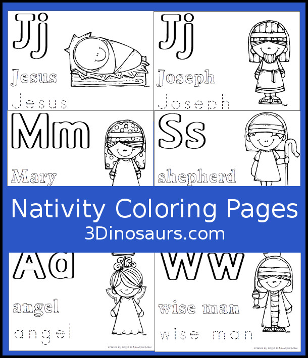 Free nativity coloring pages dinosaurs