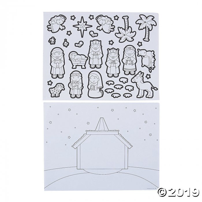 Color your own nativity sticker scenes per dozen