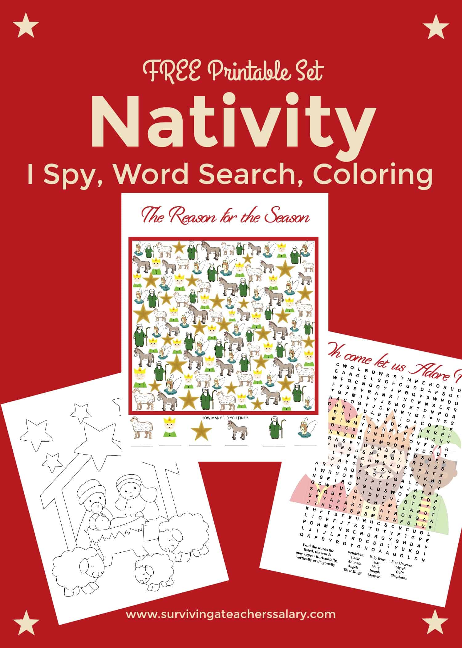 Free nativity printable worksheets coloring pages