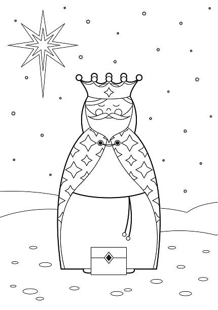 Color in nativity king stock illustration