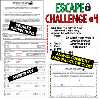 Christmas escape room activities trivia puzzle games for students