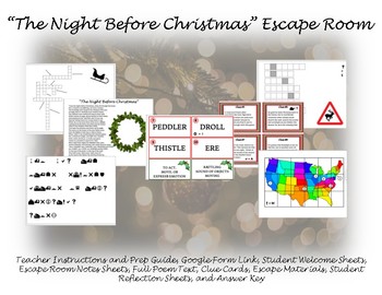 The night before christmas escape room by lakelifeela tpt